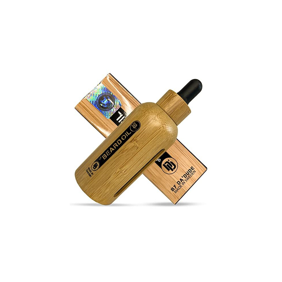 Da'dude Da Beard Oil For Men, Vegan Beard Moisturiser And Beard Softener For Men With Non-Greasy Argan Oil, In A Unique Large Bamboo Encased Bottle 50Ml
