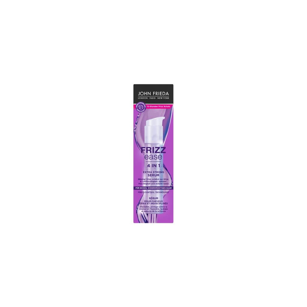 John Frieda 4-in-1 Extra Strong Serum - Contents: 50 ml - Hair Type: Thick, Unruly - From the Frizz Ease Series - Tames Frizz - Protects against
