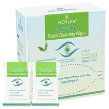 Tea Tree Oil Eyelid & Lash Wipes | With Hyaluronic Acid, Green Tea & Chamomile For Blepharitis & Itchy Eyes, Box Of 60 Individually Wrapped Eyela