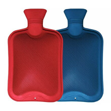 Hot Water Bottles | Natural Rubber Large Hot Water Bottle 2L | Red Purple Cream Blue Hot Water Bag for Pain Relief Secure & Leakproof (Pack of 2-