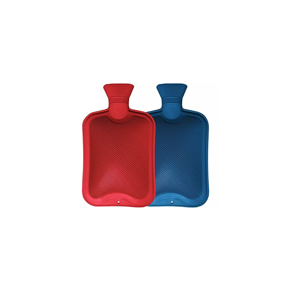 Luxury Home Red/Purple/Cream Hot Water Bottles | Natural Rubber Large Hot Water Bottle 2L | Blue Hot Water Bag For Pain Relief Secure & Leakproof (Pack Of 2