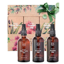 BEAUTY GIFT SET FOR WOMEN | Organic Aloe Vera Gel, Castor Oil & Jojoba Oil | Natural Products in an Attractive Recyclable Gift Box | Face, Body,