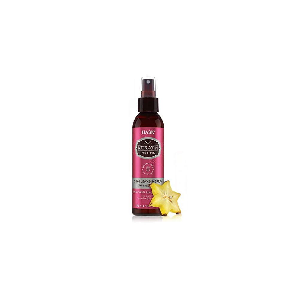 HASK KERATIN PROTEIN 5-in-1 Smoothing Leave In Conditioner Spray for all hair types, color safe, and cruelty-free - 1 175mL Bottle