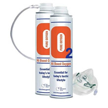 O2 Oxygen in a Can 20L (2x10L) Portable with Tubing & Mask - Breath Easier in Heat & High Ozone, Boost Energy, Focus & Recovery