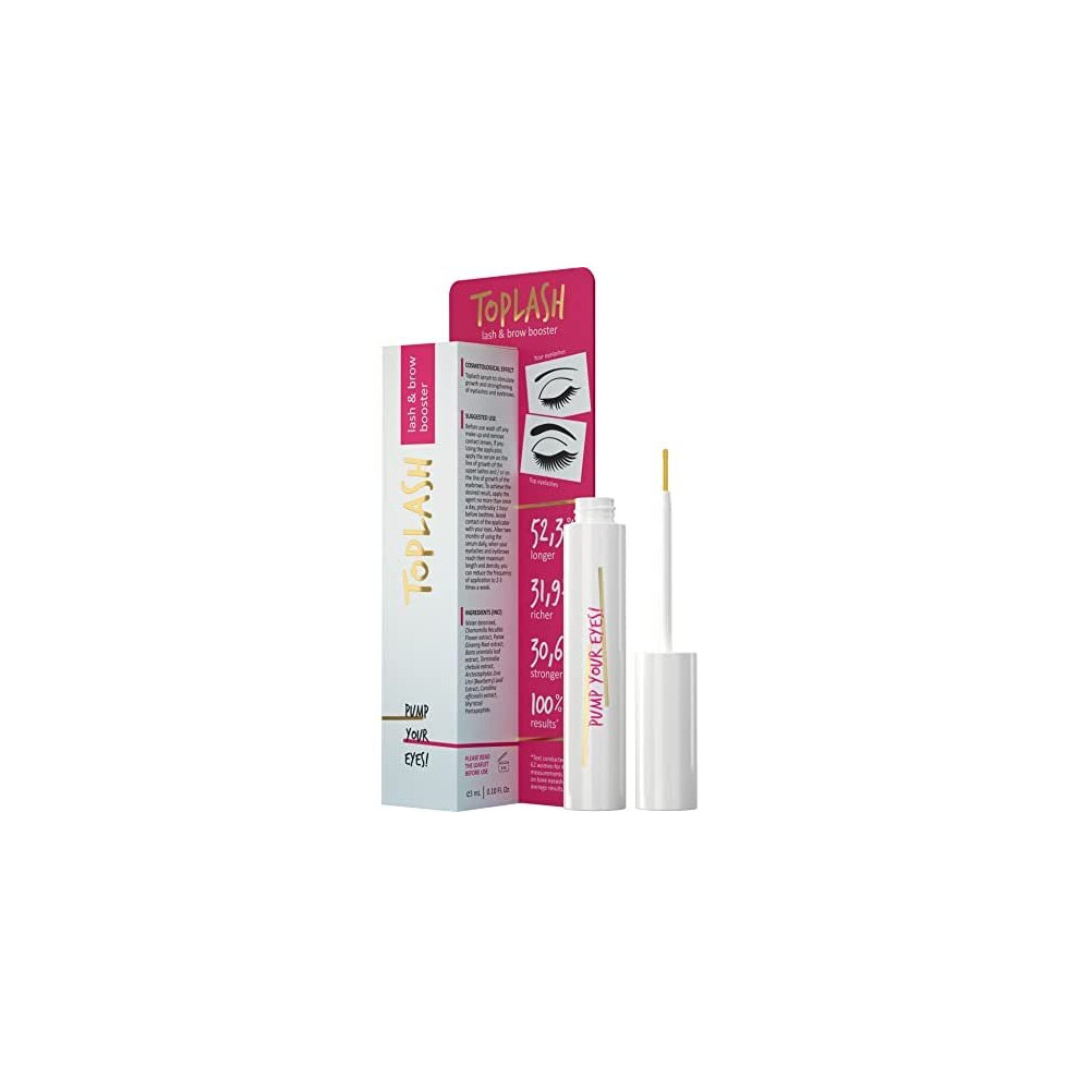 TOPLASH Eyelash Growth Serum - Innovative Eyelash and Eyebrow Growth Serum for Longer, Thicker, Fuller Brows & Lash Boost - Natural, Cruelty-Free