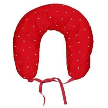 Cherry Pit Neck Pillow for Heat Treatments/Red with Little Flower Print (37x33 cm)