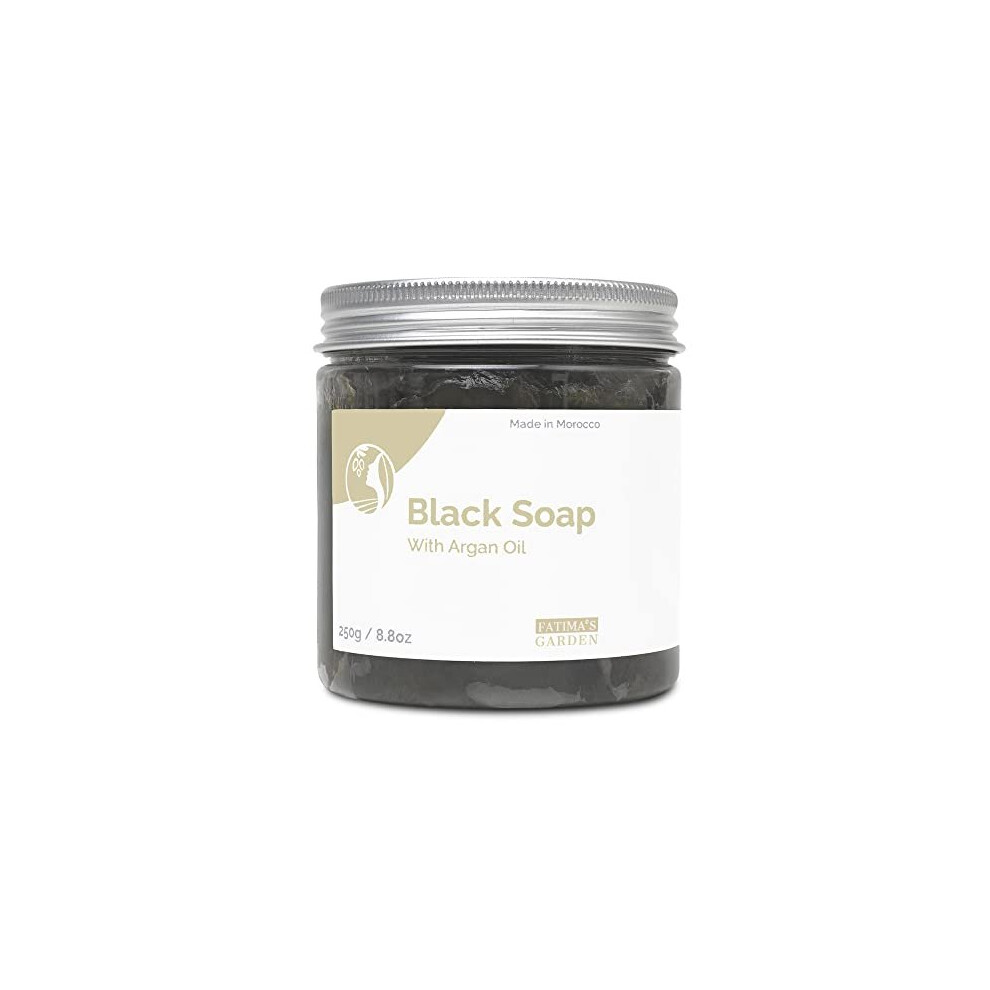 Fatima's Garden Black Soap (Beldi Soap) With Argan Oil By - 100% Natural Moroccan Soap, Body Scrub, Pure & Natural, Purifying, Cleansing, E
