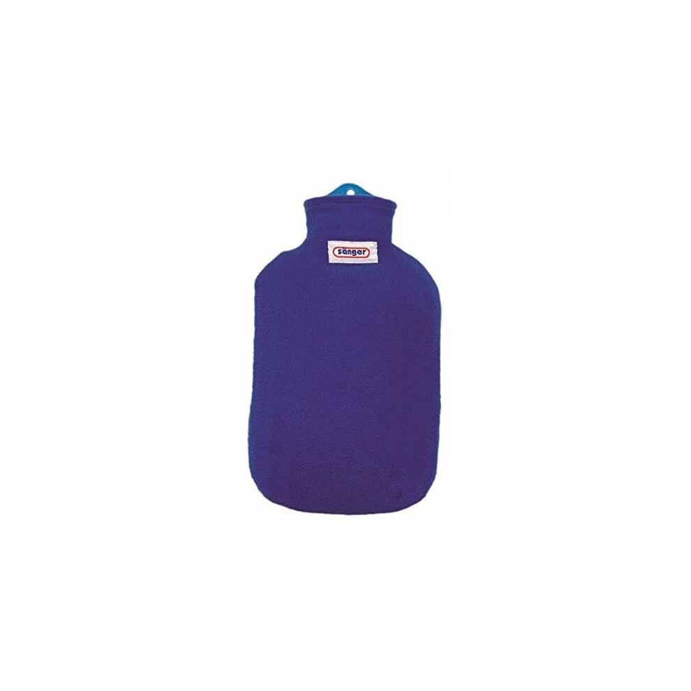 Sanger 2 Litre Hot Water Bottle With Blue Comfortable Removable Fleece Cover