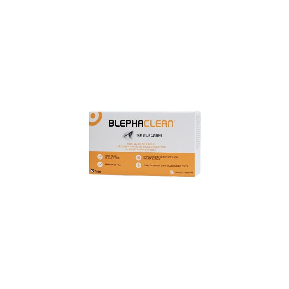 Blephaclean Sterile Daily Eyelid Wipes For Blepharitis | Cleaning Hygienic Moisturising Eyelid Wipes For Sensitive Skin, 20 Wipes