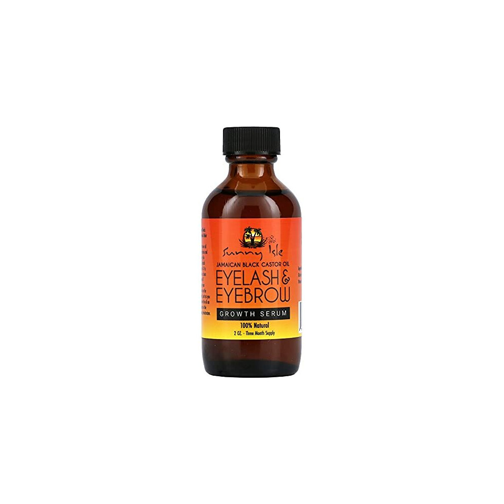 Sunny Isle Jamaican Castor Oil Eyelash & Eyebrow Growth Serum, 2 Ounce Black/Orange