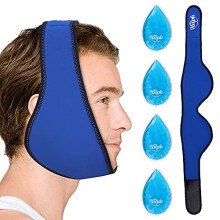 HilphJaw Ice Pack TMJ Relief for Face and Chin Pain, Reusable Hot Cold Pack Wrap with 4 Gel Packs for Wisdom Teeth, Tooth Pain, Face Jaw Surgery