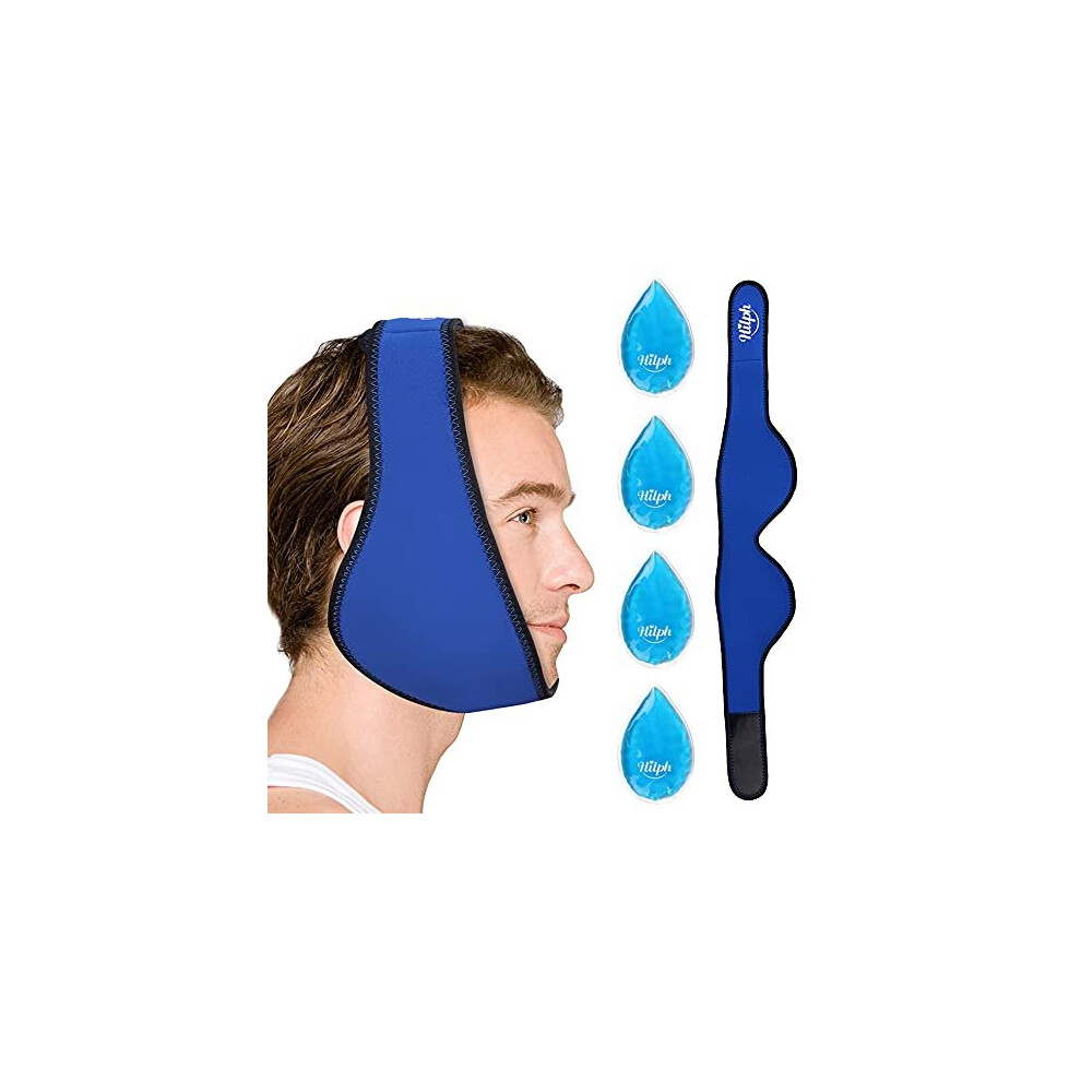 Hilph Hilphjaw Ice Pack Tmj Relief For Face And Chin Pain, Reusable Hot Cold Pack Wrap With 4 Gel Packs For Wisdom Teeth, Tooth Pain, Face Jaw Surgery