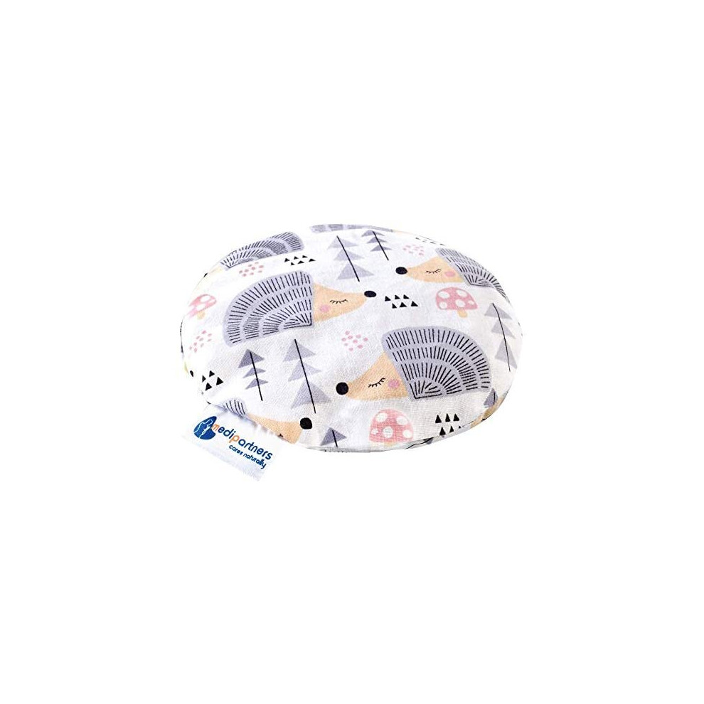 Medi Partners Cherry Stone Cushion Heat Pillow For Babies 180G Round 15Cm Eco Natural 100% Cotton Heat And Cold Therapy Massage Therapy (Hedgehog