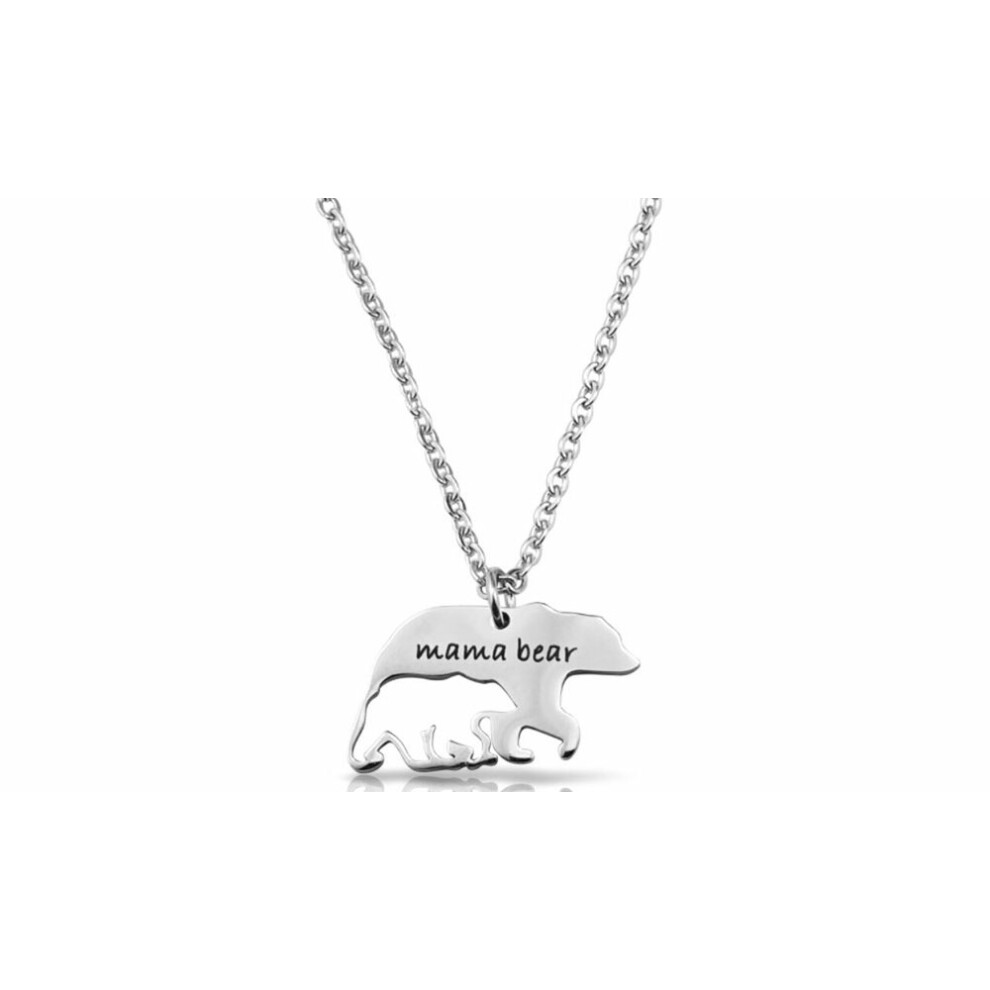 (Silver) Mama Bear Charm Necklace