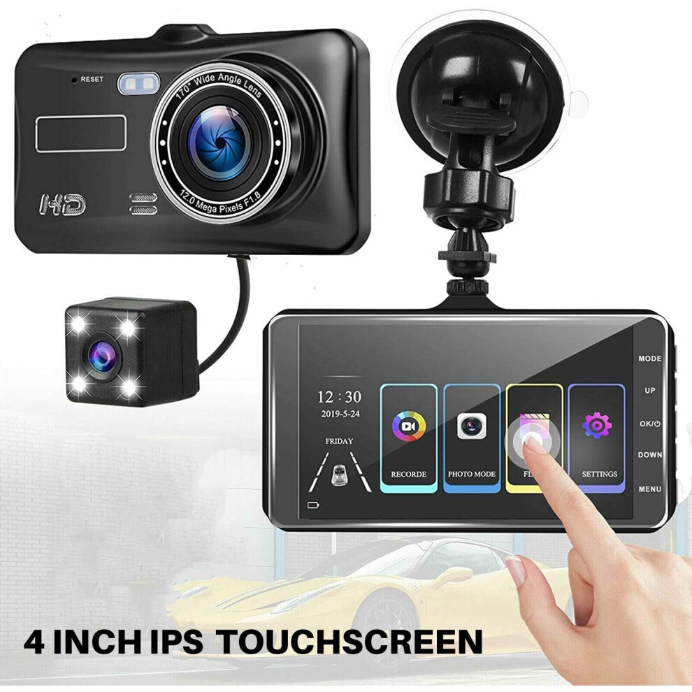 Car Camera Recorder Dual Front and Rear HD 1080P Dash Cam Night Vision