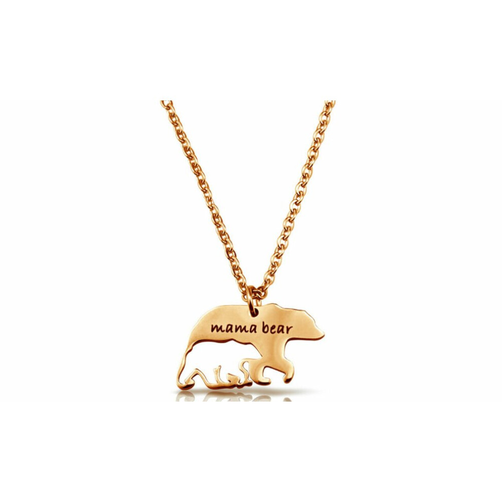 (Rose Gold) Mama Bear Charm Necklace