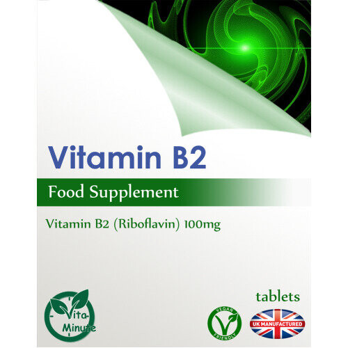 100 x Vitamin B2 100mg Tablets, Riboflavin, Visual Nervous System, UK 2