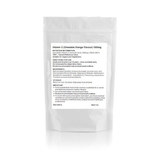 Strong Vitamin C 1000mg (60 Tablets) Chewable Orange Flavour Immunity 1