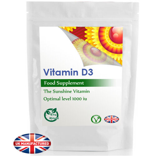 Vitamin D3 1000 IU (60 Tablets) Bones, Teeth, Immune System, UK (V)