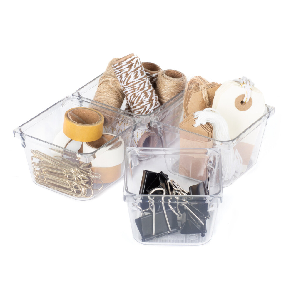 Clear Stackable Storage Organisers - Set of 4