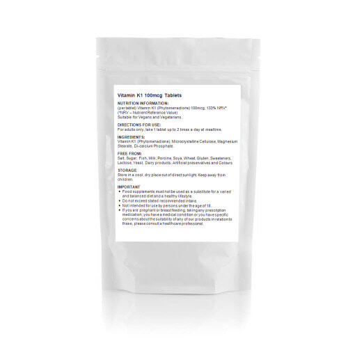 60 x 100mcg Tablets Vitamin K1 (Phytomenadione) Bleeding problems (V) 1