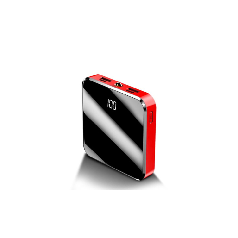 (Red) Mini Travel Dual-Port 10000mAh Power Bank