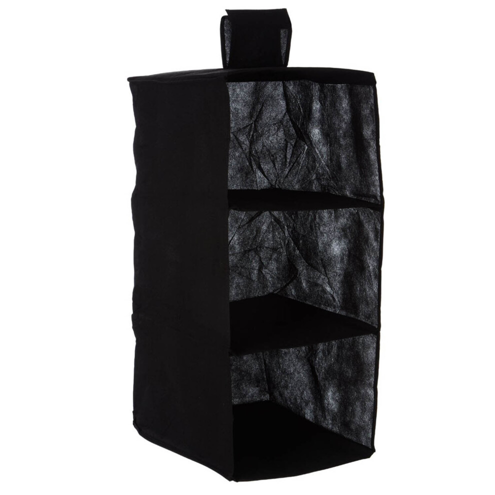 3 Section Black Hanging Garment Shoe Clothes Organiser Storage Shelf Rack Holder