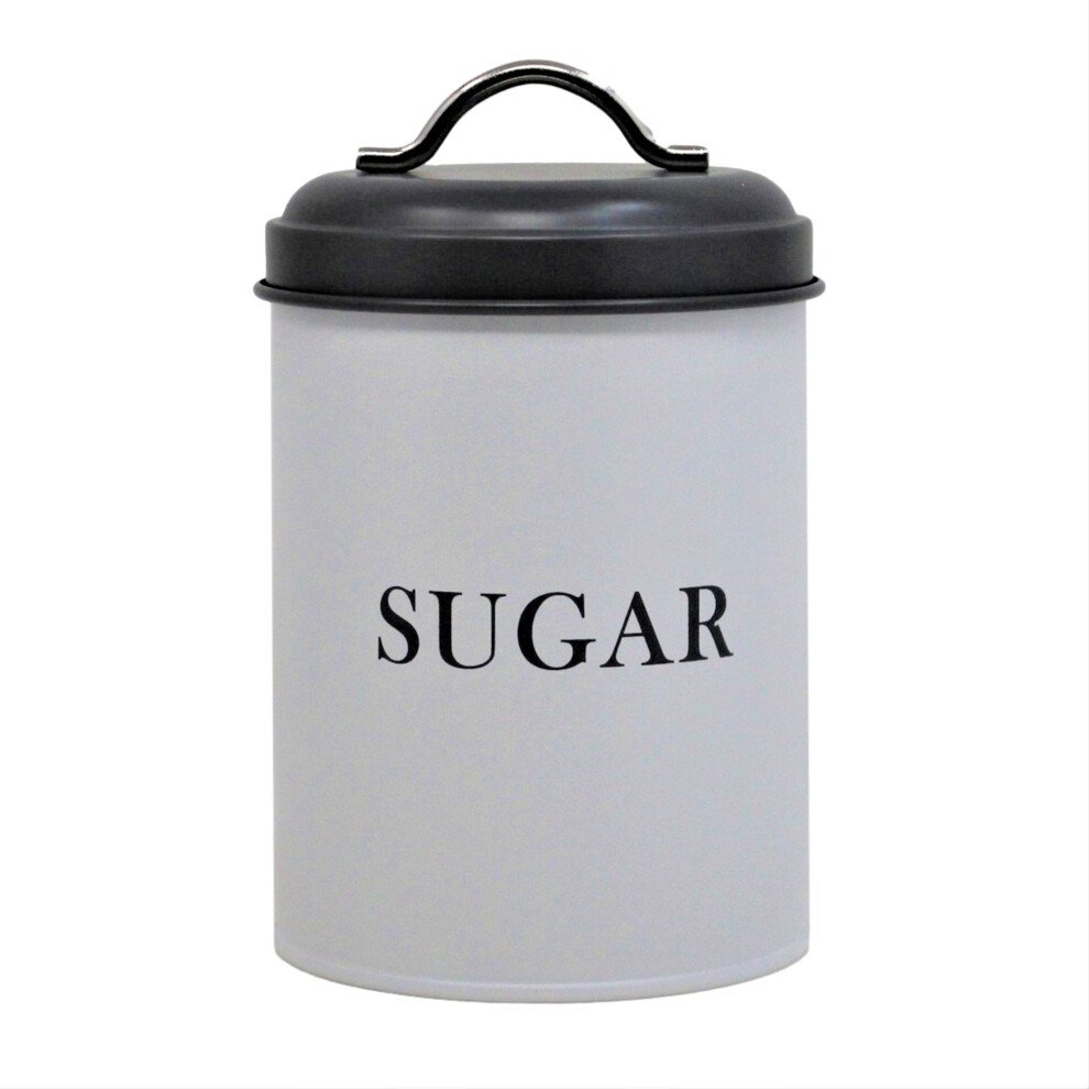 1.2L White Sugar Canister Storage Container Caddy Grey Airtight Jar Handle Lid