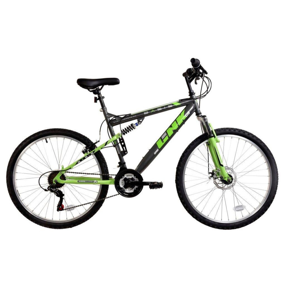 Link DS Full Suspension Mountain Bike, 26in Wheel - Graphite/Lime