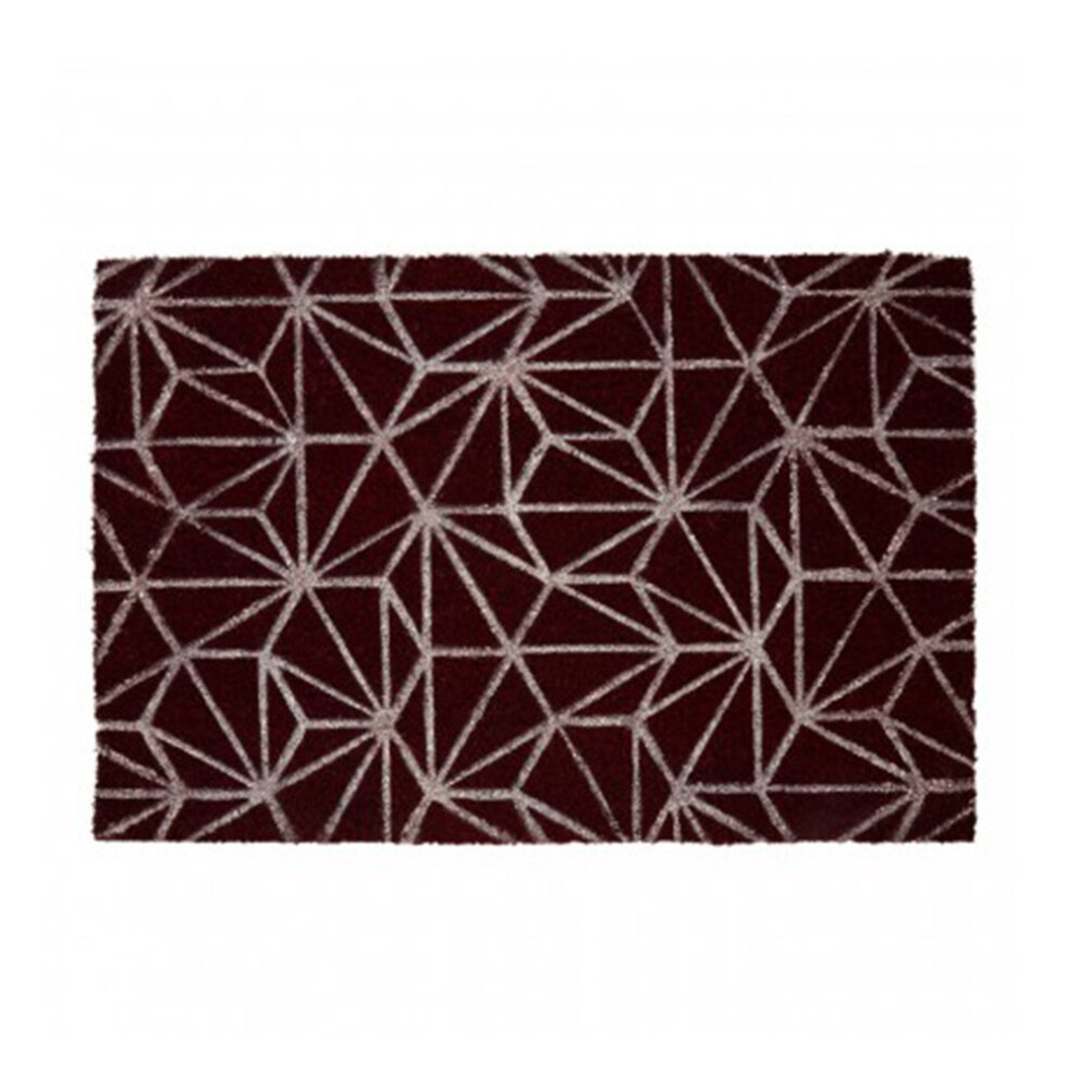 Mimo Dark Red Geometric Design Indoor Runway Hallway Entrance Washable Doormat