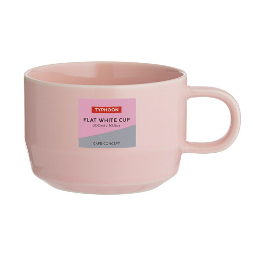 Typhoon Typhoon Cafe Concept 300ml Pink Stoneware Flat White Coffee Latte Drinking Cup