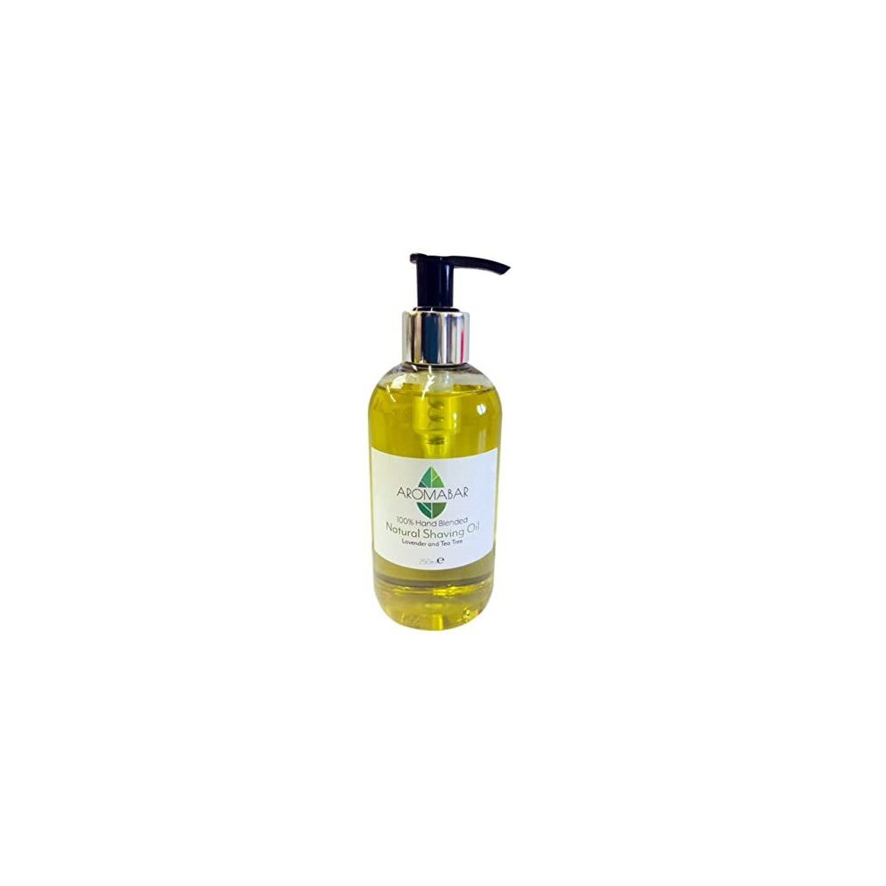 Aromabar Lavender Natural Shaving Oil With & Tea Tree Essential Oils 250Ml Pre Shave Oil 100% Pure With Pump Dispenser Or Use As A Post Shave Moisturiser