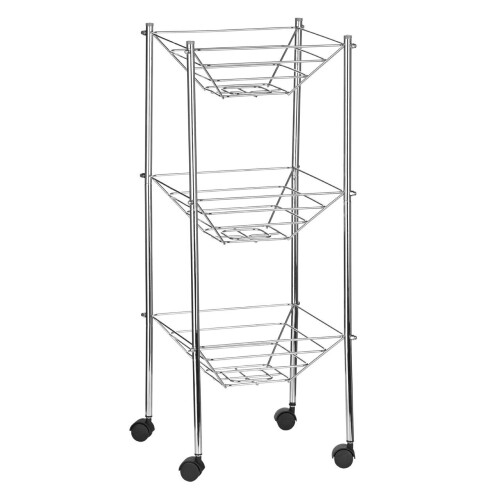 Premier Housewares 3 Tier Kitchen Storage Trolley Cart With Wheels Vegetable Fruit Basket Casters