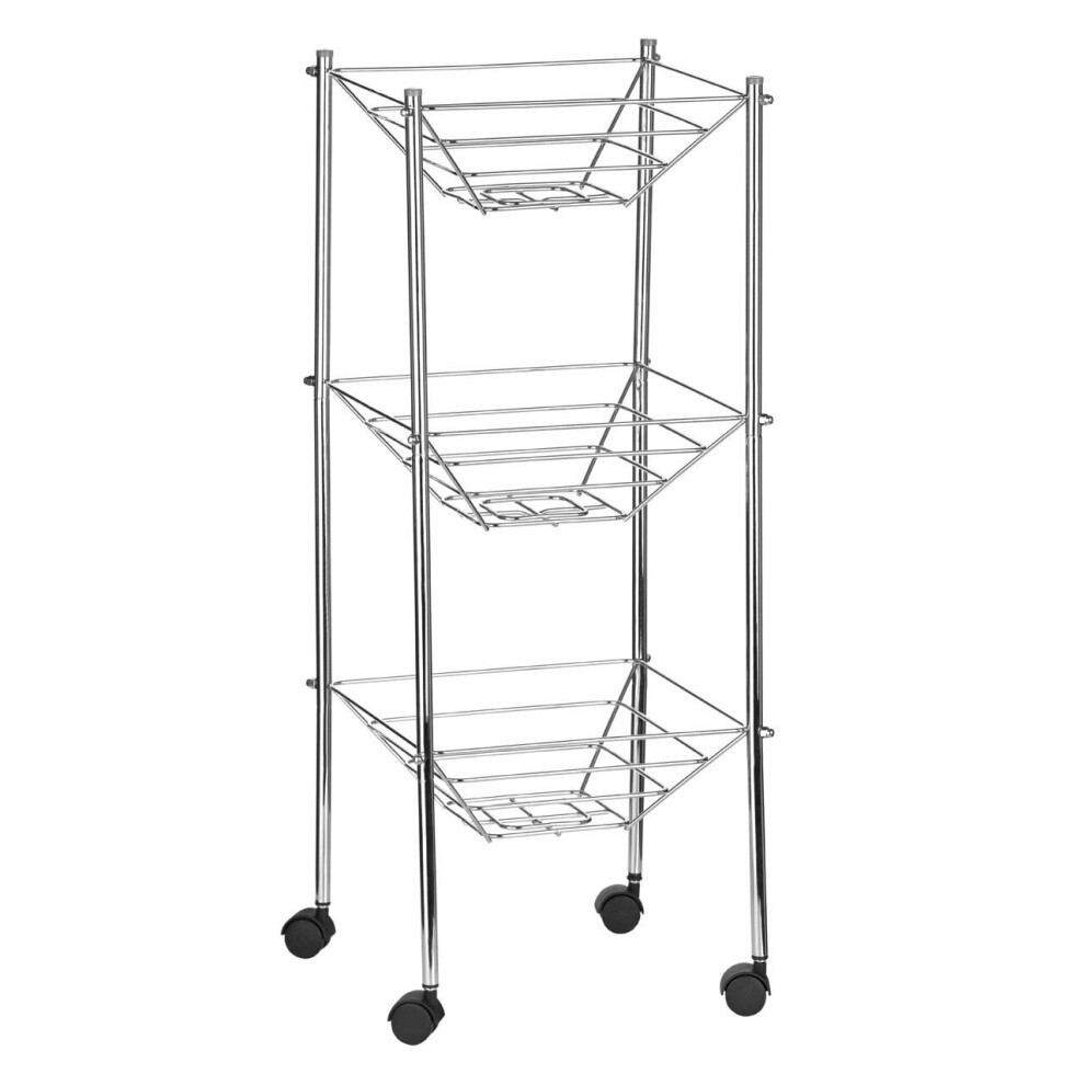 3 Tier Kitchen Storage Trolley Cart With Wheels Vegetable Fruit Basket Casters