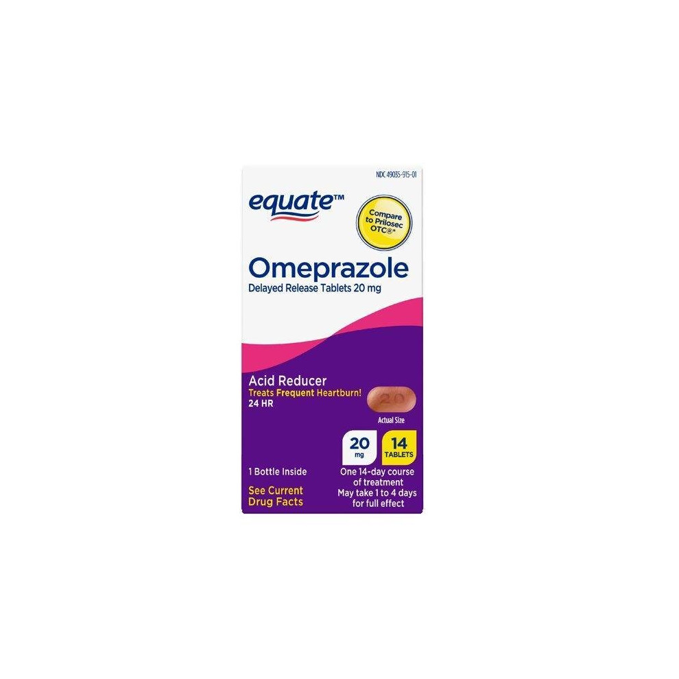 Equate Omeprazole Delayed Release Tablets 20 Mg, Acid Reducer, 14 Count