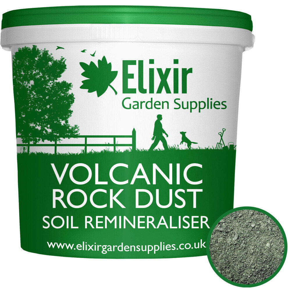 (20kg, Tub) Elixir Gardens | Volcanic Rock Dust Organic Fertiliser | Soil Re-Mineraliser and Compost Activator | 500g - 25kg