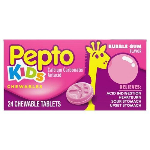 Pepto Bismol, Παιδιά, Pepto Chewables, Μπάλες Γάλακτος,  24 Chewable Tablets