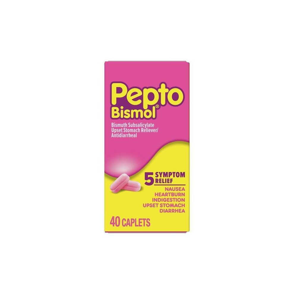 Pepto Bismol 5 Symptom Stomach Relief Caplets, 40 ct