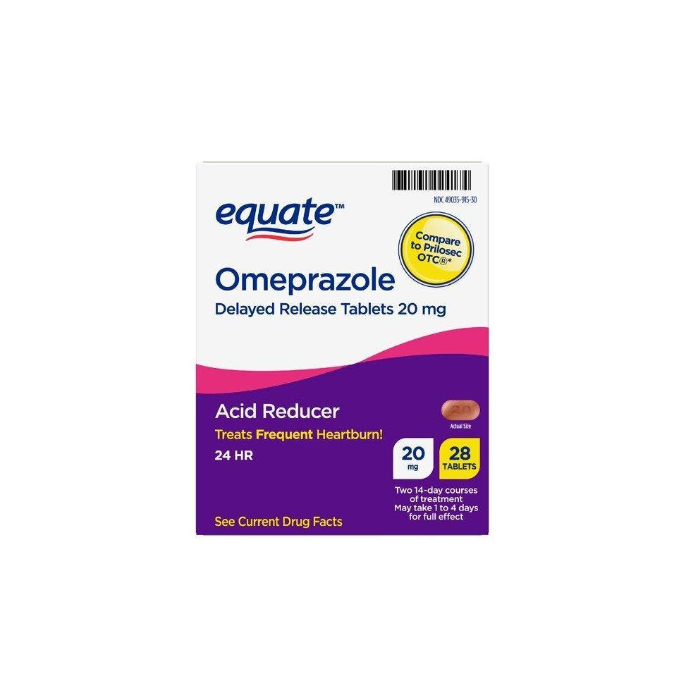 Equate Omeprazole Delayed Release Tablets 20 Mg, Acid Reducer, 28 Count