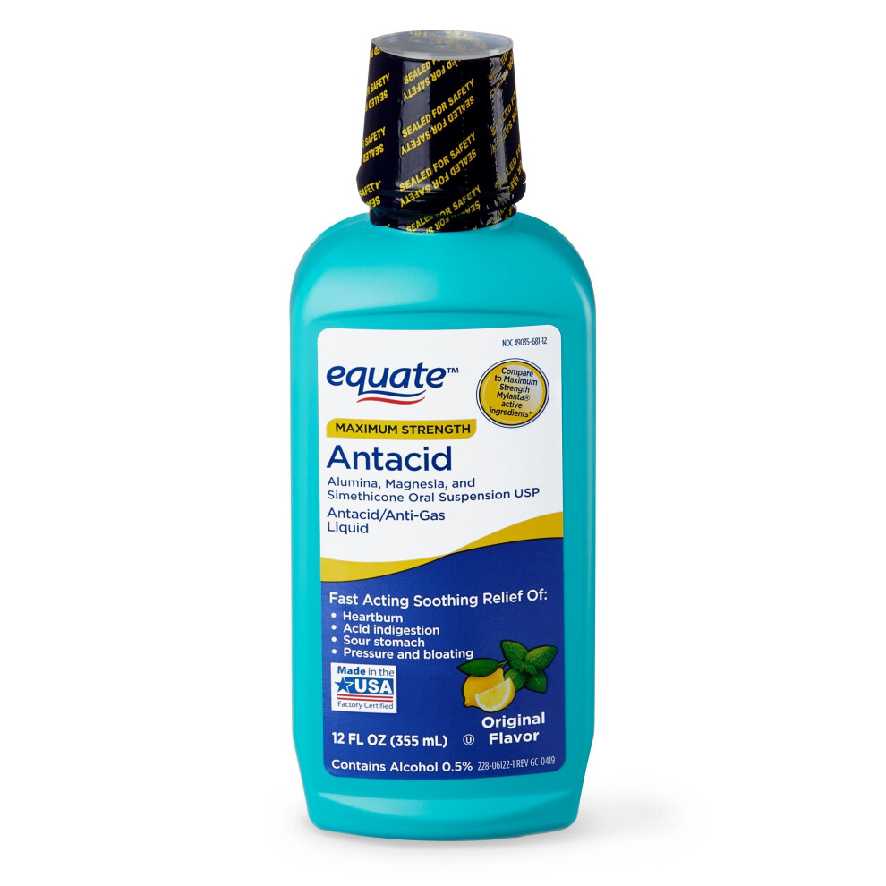 Equate Maximum Strength Antacid Original Flavor Liquid, 12 Fl. Oz.