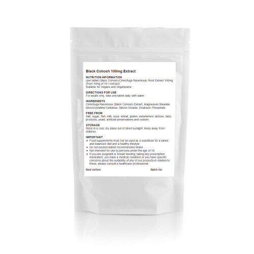 90 Tablets - Black Cohosh Extract 100mg, Sleep Quality, UK (V) 1