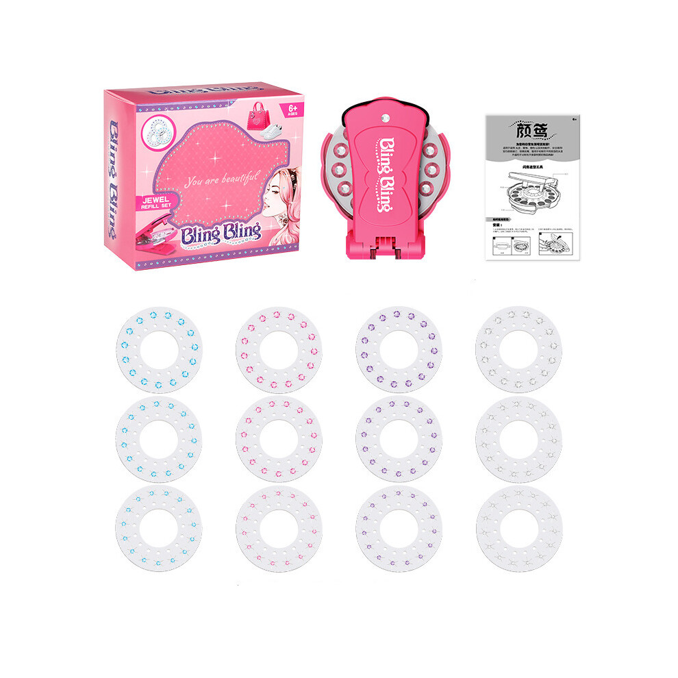 (1 Nail Drill + 12 Sticks 180 Drills) Hair Decoration Kit Bling Diamond Stapler DIY Crystal Paste Tool Phone Shell