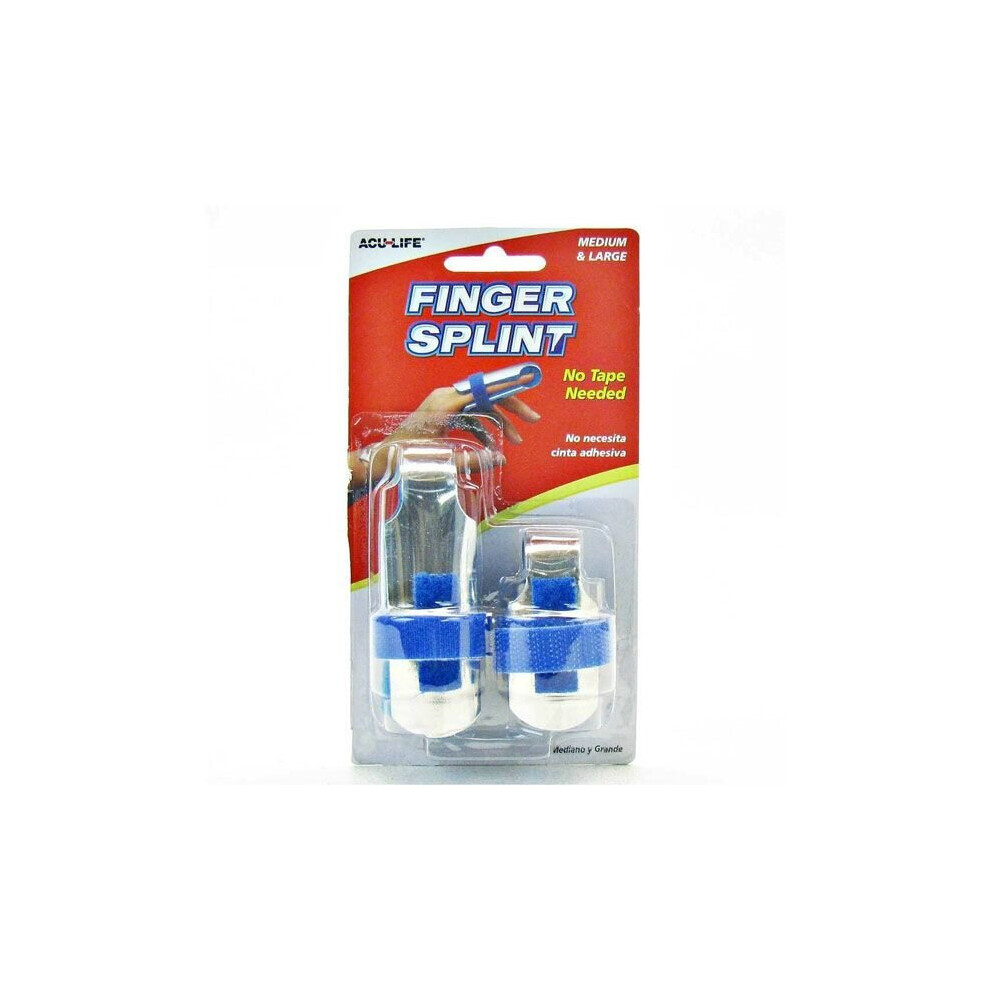 Acu Life Finger Splint Medium & Large Adjustable Finger Support Brace for Injury, Pain Relief & Stabilization