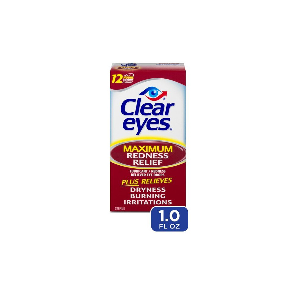 Clear Eyes Maximum Strength Redness Relief Eye Drops, Red Eye Relief, 1 fl. Oz.