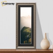 (Gun Metal With Black Mount, 20x8" Pic (24x12" Frame)) Gun Metal Picture Frame, Shabby Panoramic Style Photo Frames, Wall Hanging Frames, Home Décor Frame With Multicolored Mount