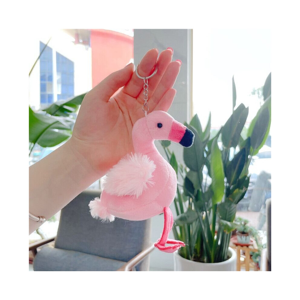 (RoseRed) 12cm Pink Flamingo Soft Plush Pendant Keychain Toy For Girls Birthday Gift