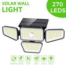 4 Head Solar PIR Motion Sensor Light Outdoor Wall Security Flood Lamp