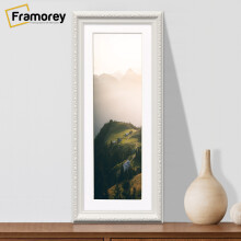 (White With White Mount, 16x8" Pic (20x12" Frame)) White Picture Frame, Shabby Panoramic Style Photo Frames, Wall Hanging Frames, Home Décor Frame With Multicolored Mount