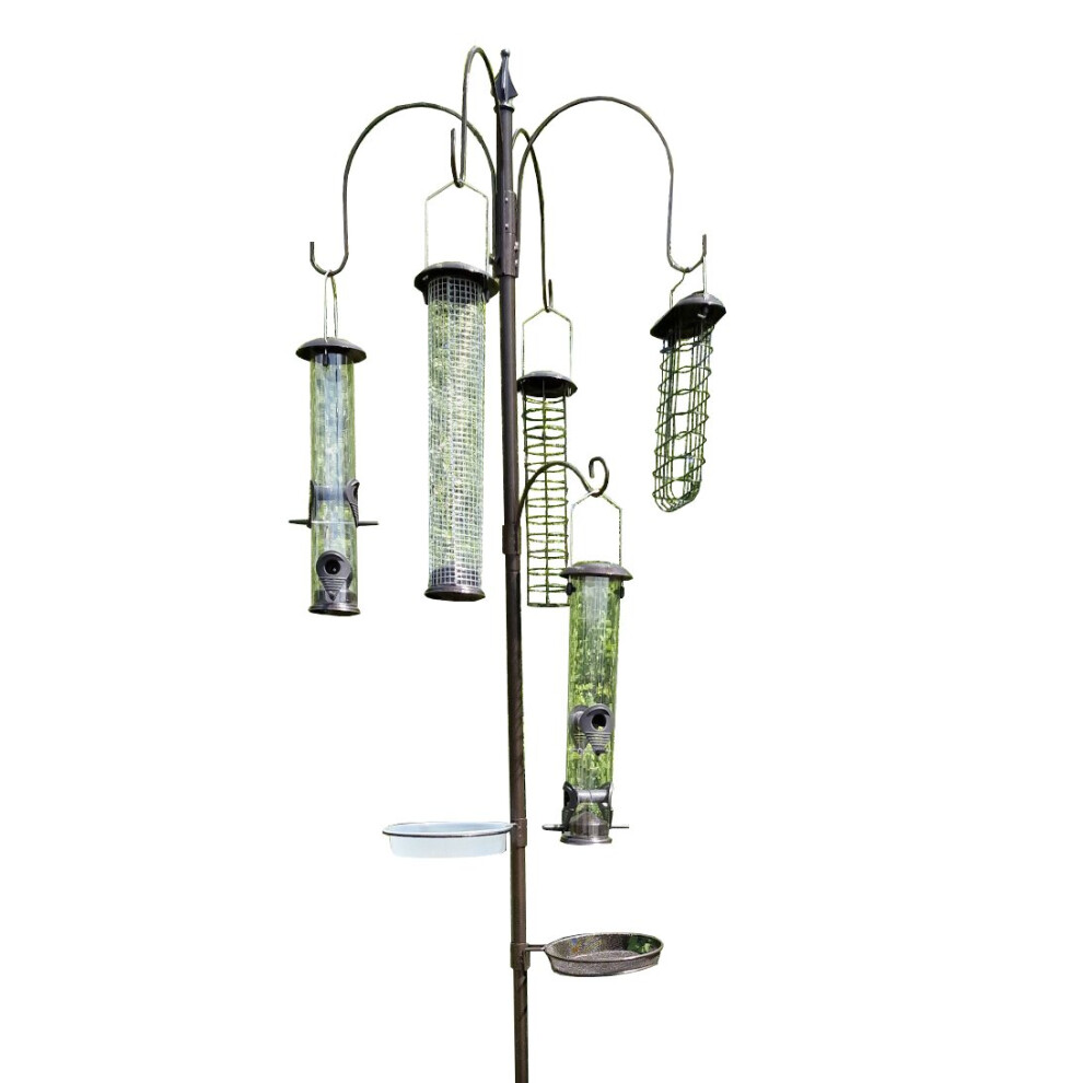 Metal Complete Bird Feeding Station with 5 Large Feeders