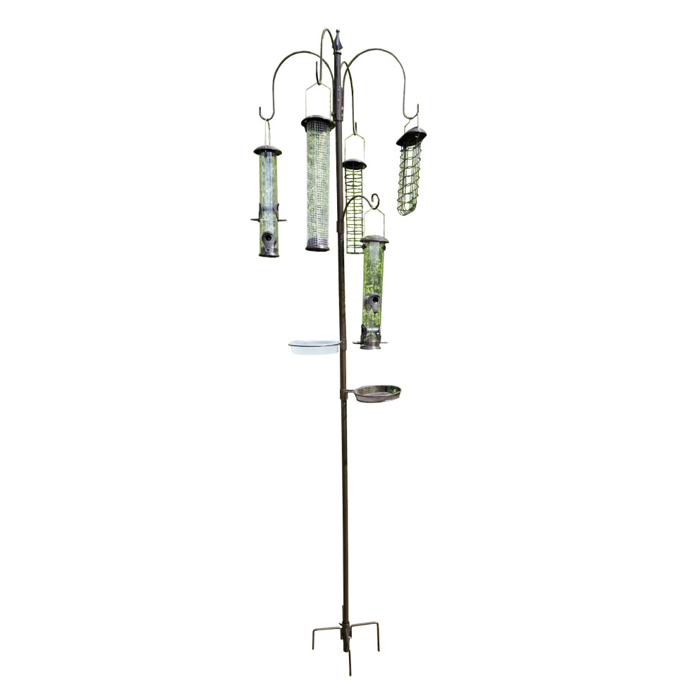 Metal Bird Feeding Station with 5 Large Feeders & Stabiliser Stand